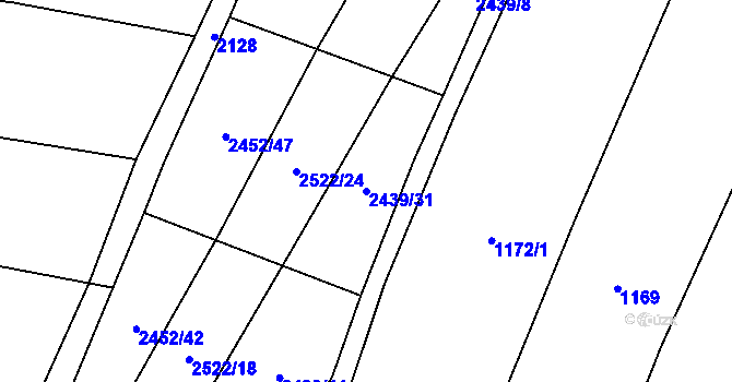 Parcela st. 2439/31 v KÚ Malínky, Katastrální mapa