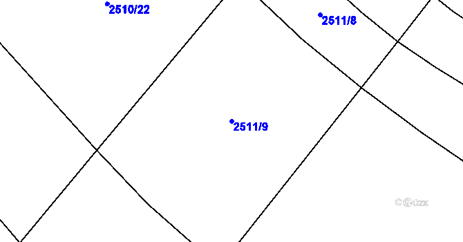 Parcela st. 2511/9 v KÚ Malínky, Katastrální mapa