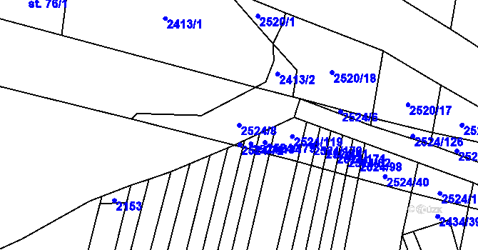 Parcela st. 2524/8 v KÚ Malínky, Katastrální mapa
