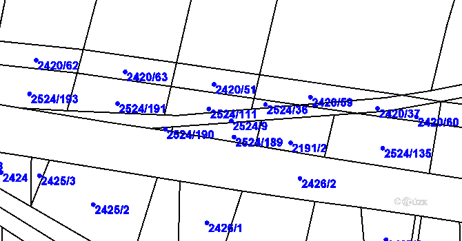 Parcela st. 2524/9 v KÚ Malínky, Katastrální mapa