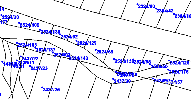 Parcela st. 2524/56 v KÚ Malínky, Katastrální mapa