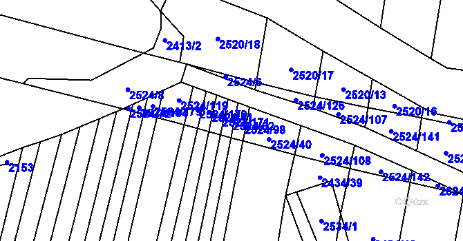 Parcela st. 2524/62 v KÚ Malínky, Katastrální mapa