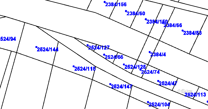 Parcela st. 2524/66 v KÚ Malínky, Katastrální mapa