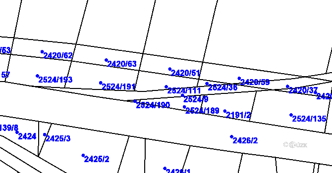 Parcela st. 2524/111 v KÚ Malínky, Katastrální mapa