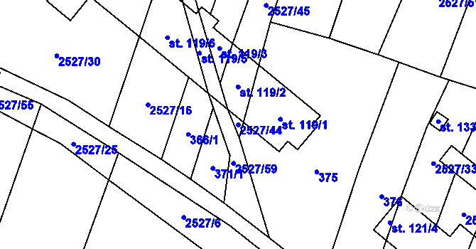 Parcela st. 2527/44 v KÚ Malínky, Katastrální mapa