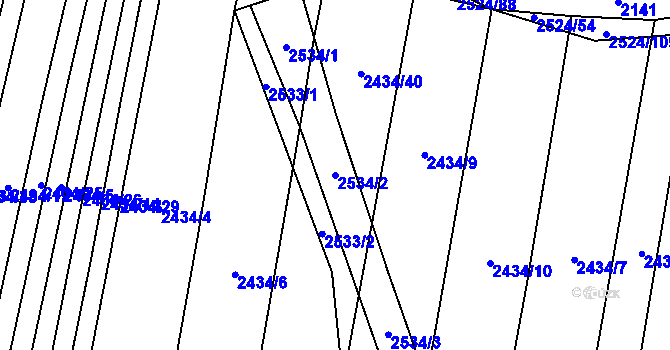 Parcela st. 2534/2 v KÚ Malínky, Katastrální mapa