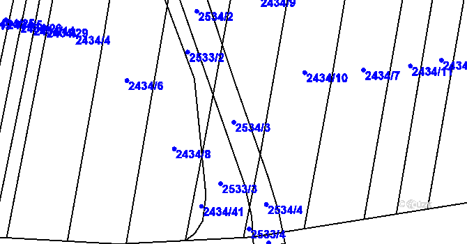 Parcela st. 2534/3 v KÚ Malínky, Katastrální mapa