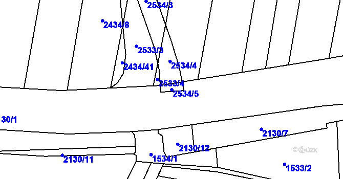 Parcela st. 2534/5 v KÚ Malínky, Katastrální mapa