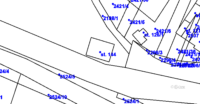Parcela st. 144 v KÚ Malínky, Katastrální mapa