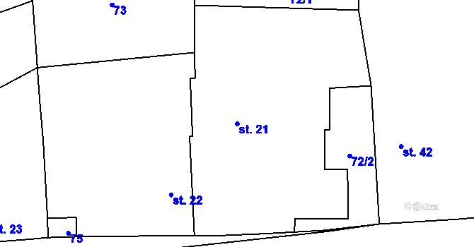 Parcela st. 21 v KÚ Malinová, Katastrální mapa
