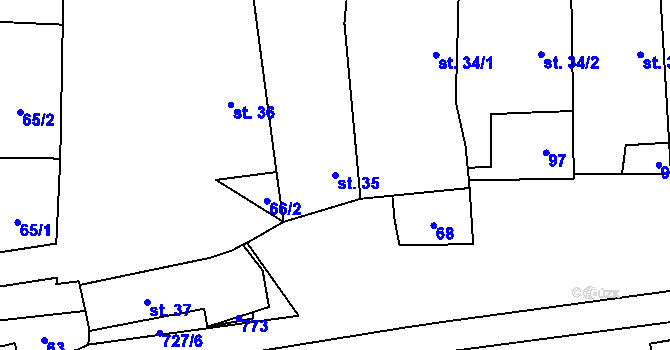 Parcela st. 35 v KÚ Malinová, Katastrální mapa