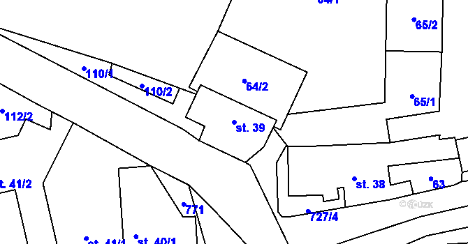 Parcela st. 39 v KÚ Malinová, Katastrální mapa