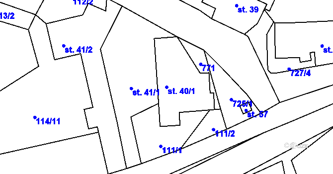 Parcela st. 40/1 v KÚ Malinová, Katastrální mapa