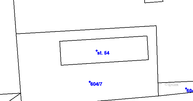 Parcela st. 54 v KÚ Malinová, Katastrální mapa