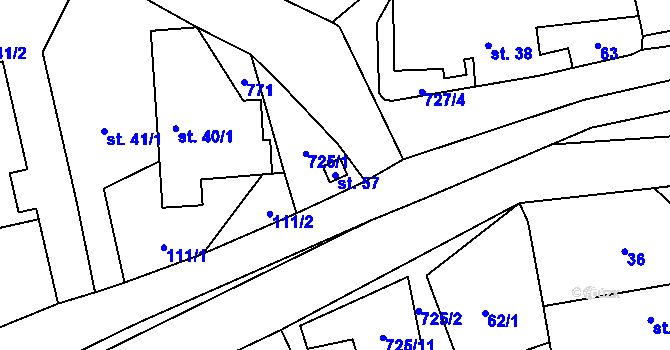 Parcela st. 57 v KÚ Malinová, Katastrální mapa