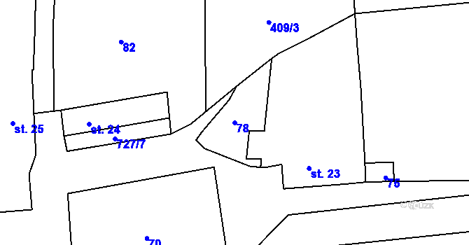 Parcela st. 78 v KÚ Malinová, Katastrální mapa