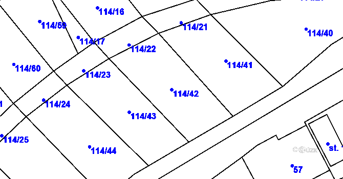 Parcela st. 114/42 v KÚ Malinová, Katastrální mapa