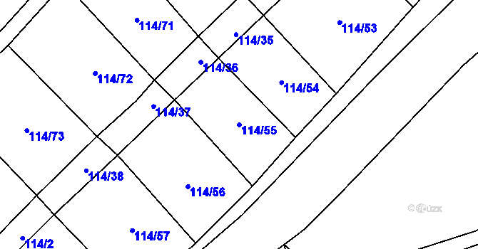Parcela st. 114/55 v KÚ Malinová, Katastrální mapa