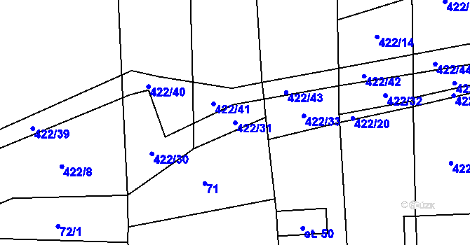 Parcela st. 422/31 v KÚ Malinová, Katastrální mapa