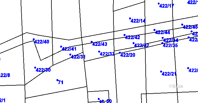 Parcela st. 422/33 v KÚ Malinová, Katastrální mapa