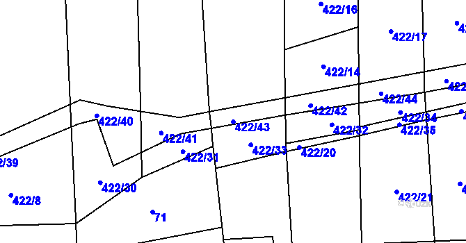 Parcela st. 422/43 v KÚ Malinová, Katastrální mapa