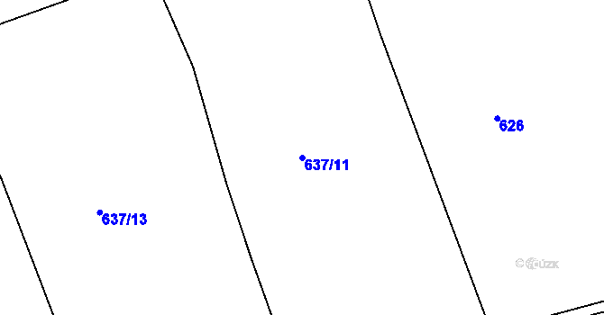 Parcela st. 637/11 v KÚ Malinová, Katastrální mapa