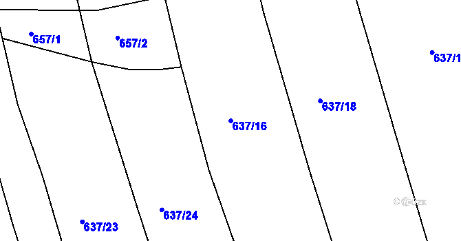 Parcela st. 637/16 v KÚ Malinová, Katastrální mapa