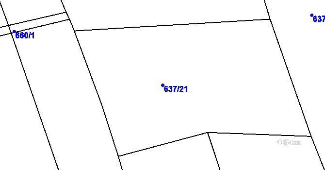 Parcela st. 637/21 v KÚ Malinová, Katastrální mapa
