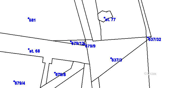 Parcela st. 679/9 v KÚ Malinová, Katastrální mapa