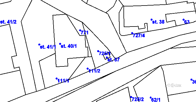 Parcela st. 725/1 v KÚ Malinová, Katastrální mapa