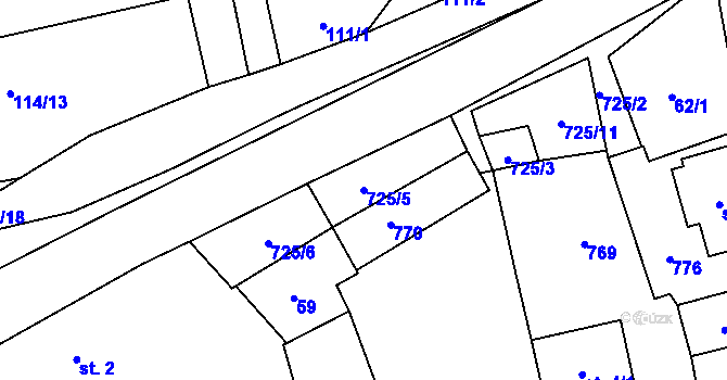 Parcela st. 725/5 v KÚ Malinová, Katastrální mapa