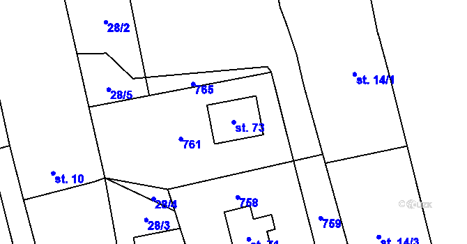 Parcela st. 73 v KÚ Malinová, Katastrální mapa
