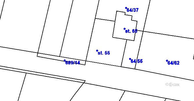 Parcela st. 55 v KÚ Málkov u Suchomast, Katastrální mapa