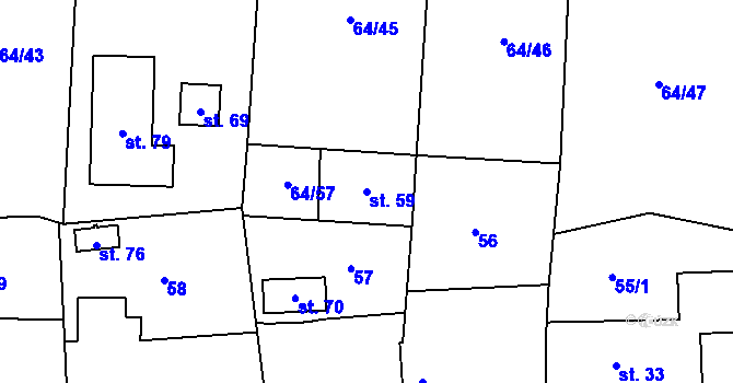 Parcela st. 59 v KÚ Málkov u Suchomast, Katastrální mapa