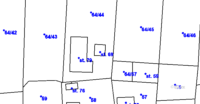 Parcela st. 69 v KÚ Málkov u Suchomast, Katastrální mapa