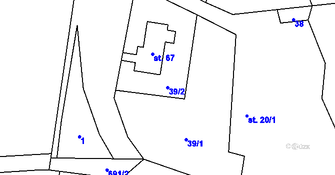 Parcela st. 39/2 v KÚ Málkov u Suchomast, Katastrální mapa