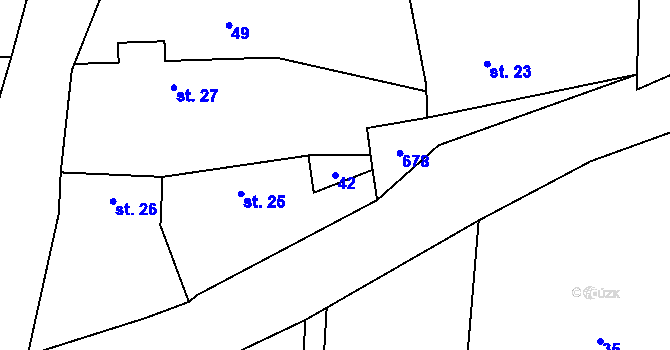 Parcela st. 42 v KÚ Málkov u Suchomast, Katastrální mapa