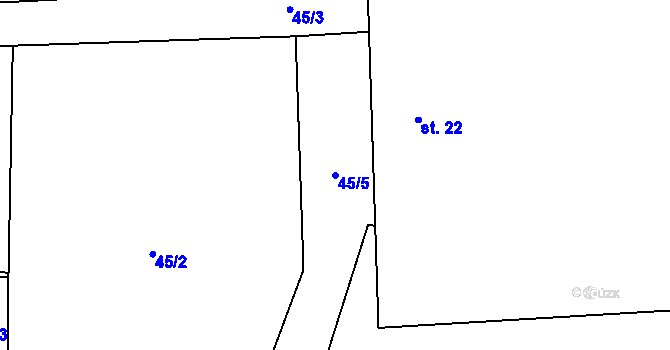 Parcela st. 45/5 v KÚ Málkov u Suchomast, Katastrální mapa