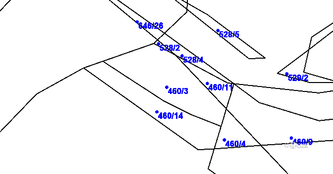 Parcela st. 460/3 v KÚ Ahníkov, Katastrální mapa