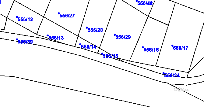 Parcela st. 556/15 v KÚ Ahníkov, Katastrální mapa