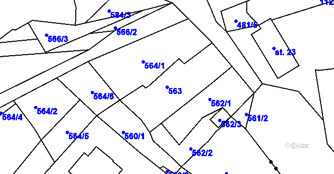 Parcela st. 563 v KÚ Ahníkov, Katastrální mapa