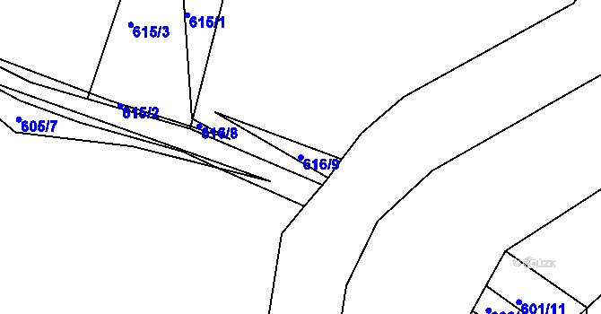 Parcela st. 616/9 v KÚ Ahníkov, Katastrální mapa