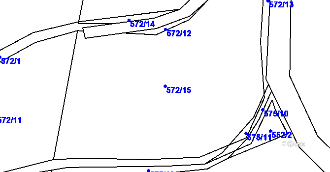Parcela st. 572/15 v KÚ Ahníkov, Katastrální mapa