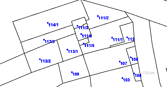 Parcela st. 111/5 v KÚ Ahníkov, Katastrální mapa
