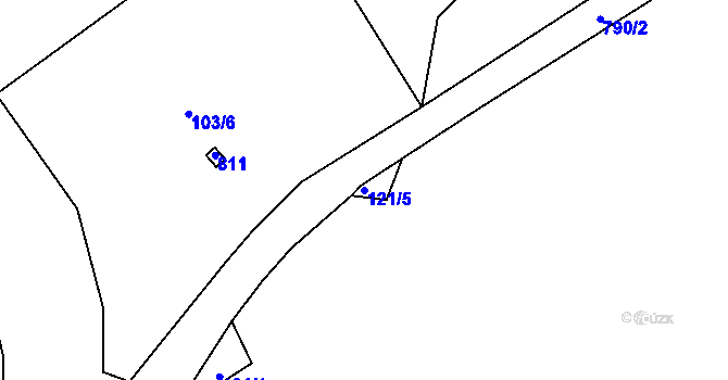 Parcela st. 121/5 v KÚ Málkov u Chomutova, Katastrální mapa
