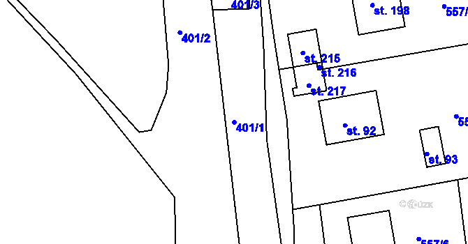 Parcela st. 401/1 v KÚ Málkov u Chomutova, Katastrální mapa