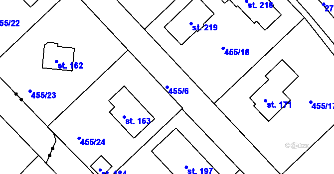 Parcela st. 455/6 v KÚ Málkov u Chomutova, Katastrální mapa