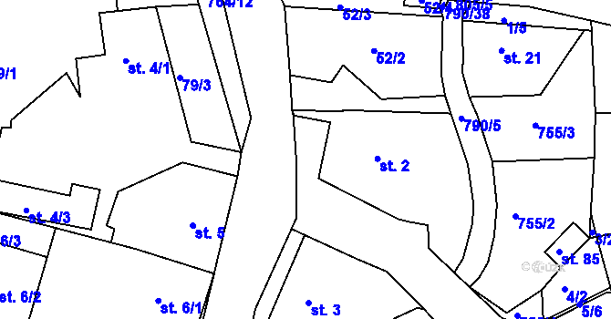 Parcela st. 754/3 v KÚ Málkov u Chomutova, Katastrální mapa