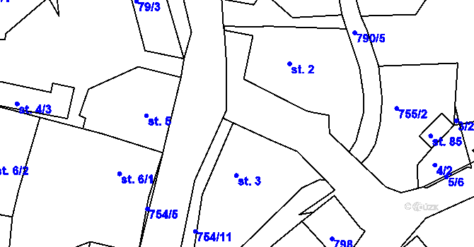 Parcela st. 754/14 v KÚ Málkov u Chomutova, Katastrální mapa