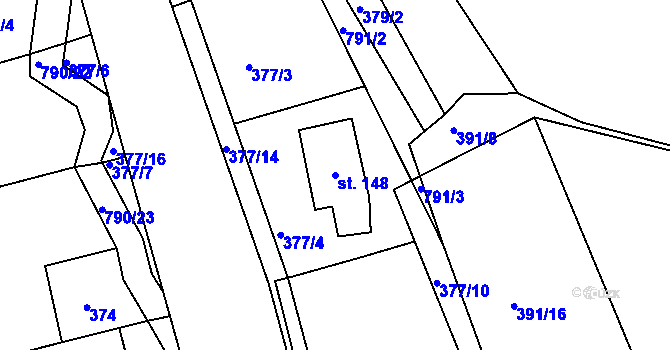 Parcela st. 148 v KÚ Málkov u Chomutova, Katastrální mapa